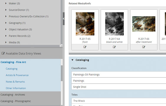 Data Entry View | Fine Art Collections | Gallery Systems