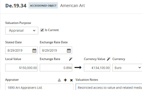 Valuation in a Foreign Currency | Private Collections | Gallery Systems