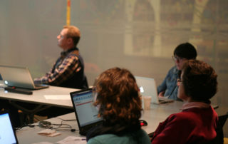 Students in collections management classroom